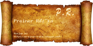 Preiner Réka névjegykártya
